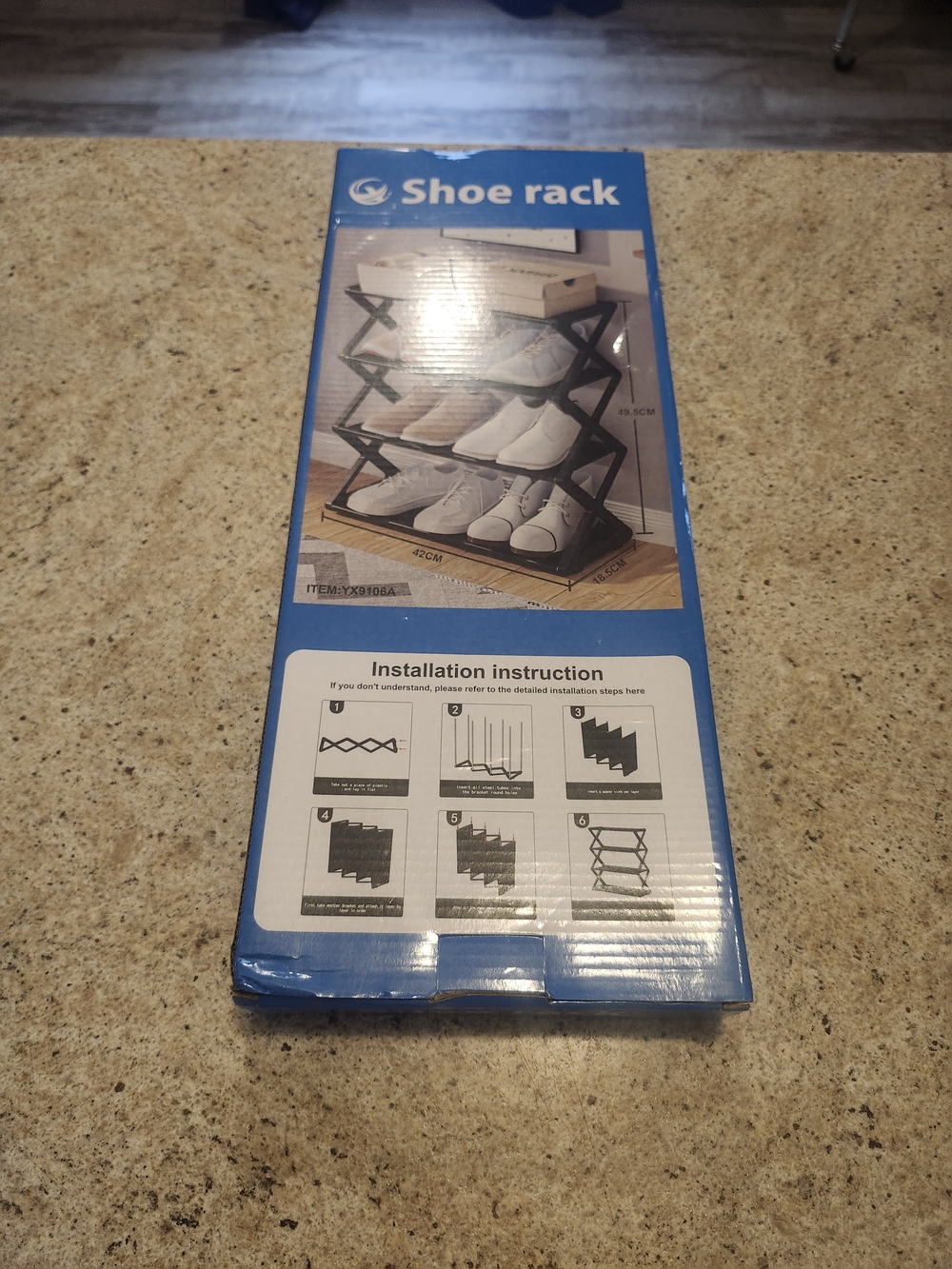 Black Foldable X-Frame Shoe Rack by